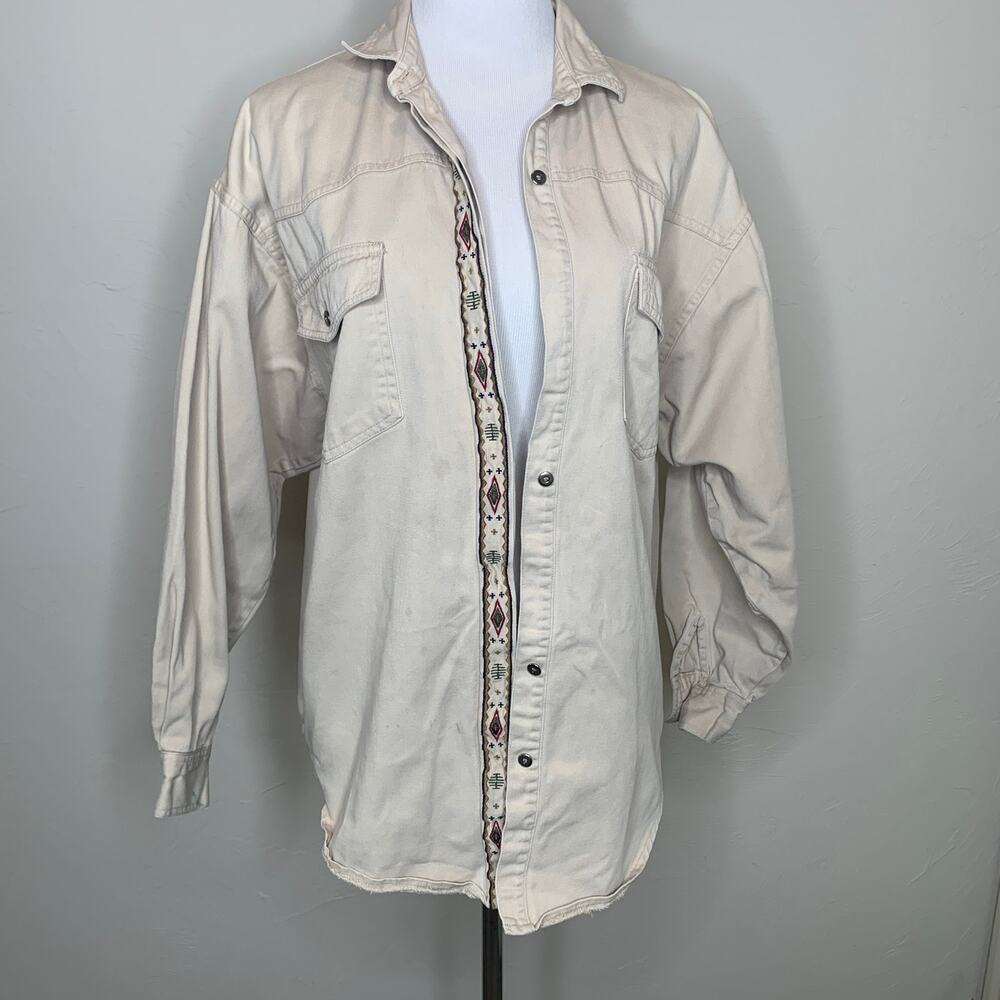 Vintage Aztec Button Up Shirt Sz Medium Heavy Fabric